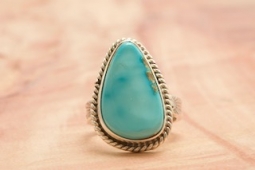 Native American Jewelry Genuine Kingman Turquoise Sterling Silver Ring